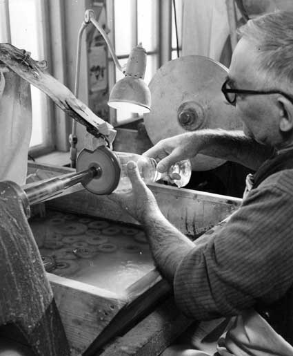 grinding the edge of a glass (1950-ies)