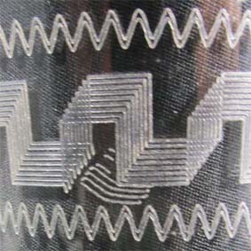 example of needle etched pattern, including a mistake